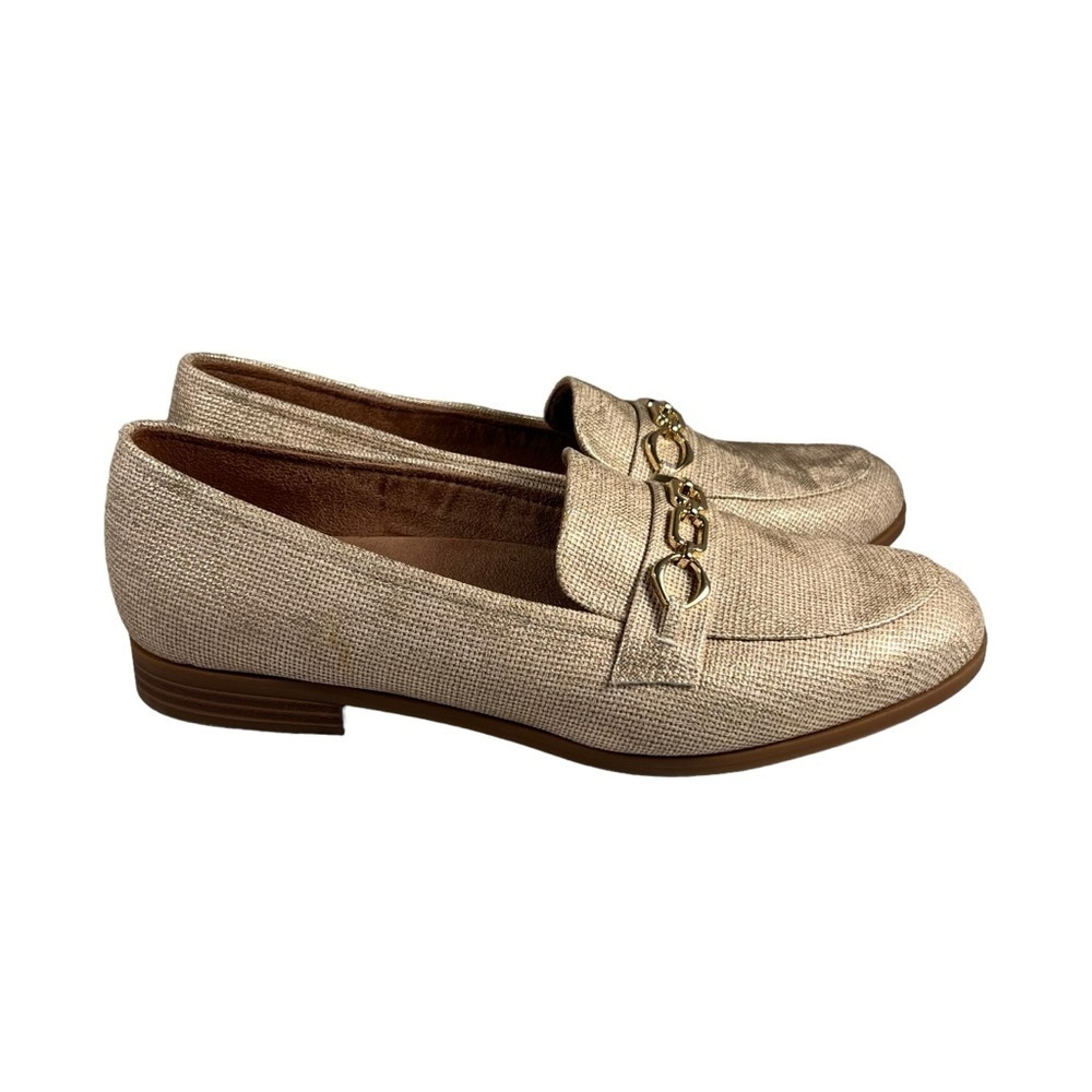Naturalizer Mariana Womens Size 10M Bit Loafer Shoes Tan Metallic Fabric